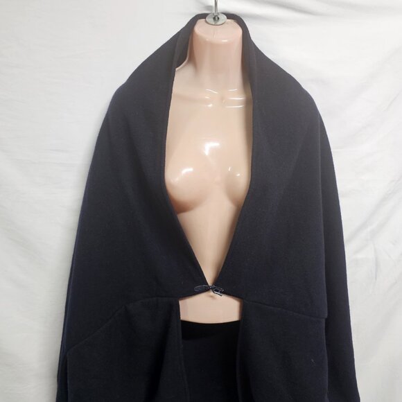 Anthropologie Gabriel for Sach Wool Poncho Coat Women One Size Navy Blue - Picture 11 of 14
